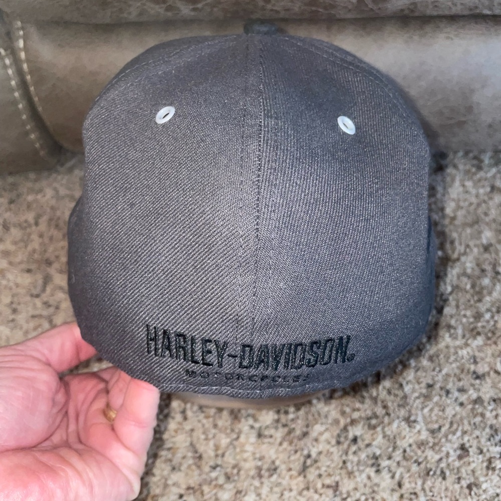 Harley Davidson Men's 7 3/8 Genuine New Era Cap Hat Black Embroided - Picture 3 of 5